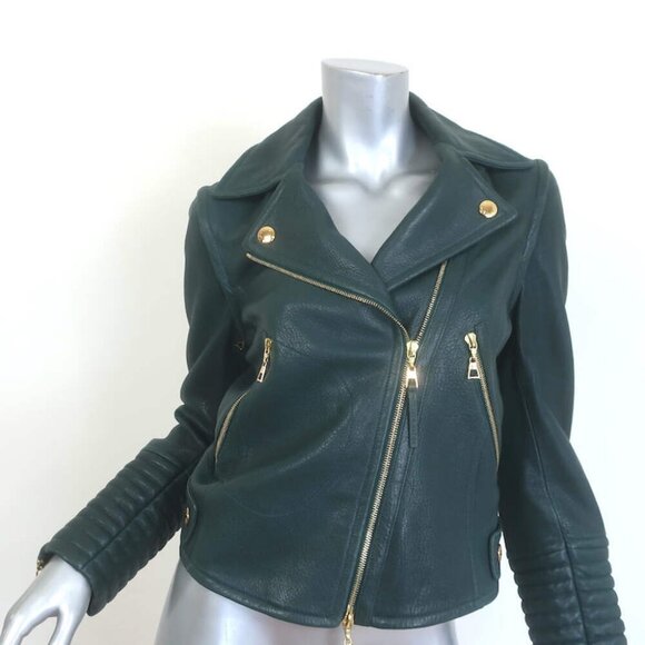 Louis Vuitton Convertible Biker Jacket Vest Emerald Leather Size 36 - Picture 1 of 14
